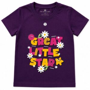 Kids Purple Cotton T-Shirt | Plain Round Neck T-Shirt