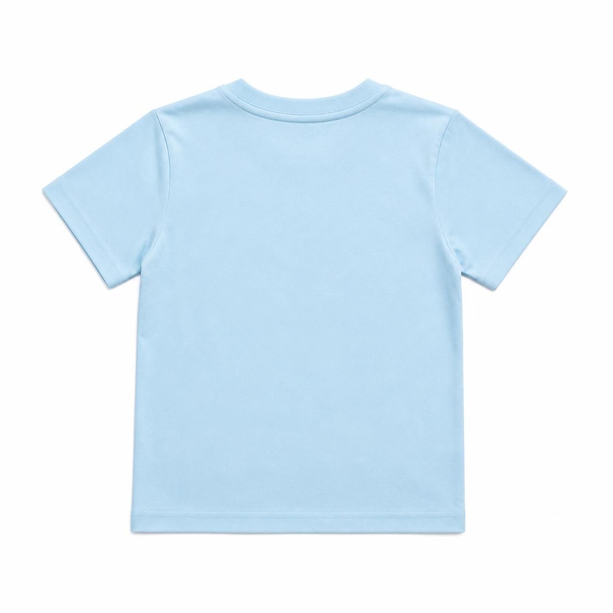 Kids Light Sky Blue Cotton T-Shirt | Plain Round Neck T-Shirt - Image 3